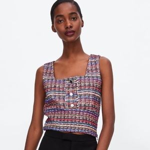 COPY - Zara Metallic Thread Structured Crop top